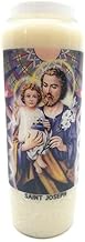 Prayer Candle in Glass Novena 18 x 7 cm 100% Vegetable Burn Time 9 Days 216 Hours (Josef)