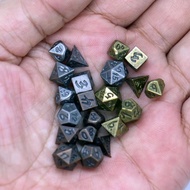 Set 7pcs Dadu Permainan Papan Mini Berbentuk Kuno Berbahan Logam, Dadu Permainan Meja Polihedral, Da