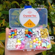 DIY Beads Set 1 Box - Smile Mix Beads / Candy Beads / Round Beads Free Elastic String