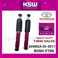 KSW TOYOTA AVANZA 1.3 / 1.5  2005-2011 , RUSH ABSORBER REAR GAS 1SET=2PCS KSW HEAVY DUTY SUSPENSION