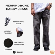 DC CLOTHING HERRINGBONE BAGGY JEANS