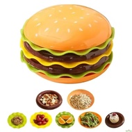 Stackable Hamburger Plate Set Burger 7/5 Layer Mini Dinner Plate High Value Bone Spit Plate Funny Sa