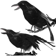 Hiasan Halloween Burung Gagak, Burung Gagak Hitam Realistik, Hiasan Burung Gagak Palsu, Prop Burung 