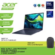 ACER Swift 14 SF14-51-716M Laptop - 14" WUXGA IPS/Intel U7-258V/32GB DDR5/512GB SSD/Intel ARC/Win11/