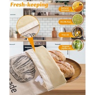 2pcs Beeswax Bread Bags Reusable Organic Linen Cotton Bag Beeswax -Keeping Cloth Beeswax Design to M