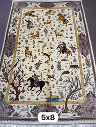 Persian silk on silk carpet tight dense short pile size 5x8 ft 150x240 cm from Iran 🇮🇷