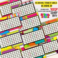 (Code D) Jadual Waktu Kelas Boleh Ubah / Timetable - Size A4