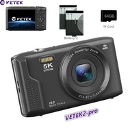 Vetek2-pro Digital Camera, 5K Cameras for Photography, 72MP FHD Point and Shoot Vlogging Camera for 