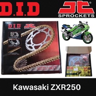 Sprocket Chain Kawasaki ZXR250 Full Set DID+JomThai (Gold Colour Chain)