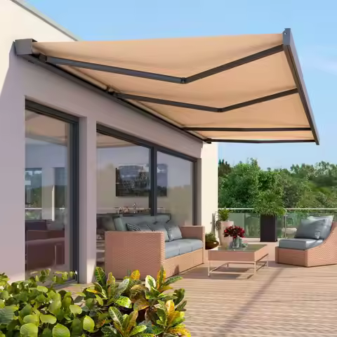 Automatic Awing Outdoor Aluminum Frame Wall Mounted Cassette Foldable Awning Electric Sun Shade Awni