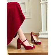 vincci official store happy2u 2025 kasut tumit tinggi Mary Jane baru Xiuhe kasut pengantin wanita de