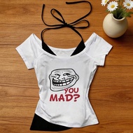 Trollface Crop Top - Gothic Streetwear Fashion