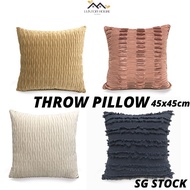 {SG} 45x45cm Pleated Throw Pillow Case Cushion Cover Pillowcase for Sofa Bed Chair Insert Separately