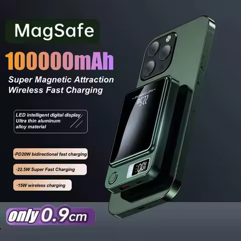 100000mAh Wireless Magnetic Power Bank Super Fast Charging Portable External Battery PowerBank Adapt