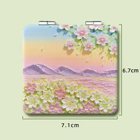 Plant Cosmetic Mirror ABS Square Cosmetic Mirror Double Sided Cosmetic Mirror Red For Travel Home De
