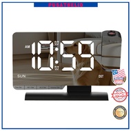 LED Digital Alarm Clock with Time Projection  Dual Alarms USB/Type-C Charging Ports 6-Level Dimmable