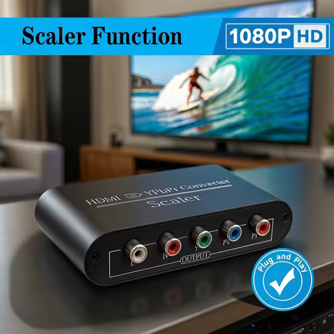Converter HDMI to Component HDMI to RGB Component 5RCA YPbPr Video + R/L Audio Converter with Scaler