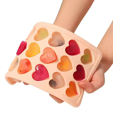 Heart Shpaed Ice Cube Trays with Lids for Freezer , 21 Holes Silicone Heart Ice Cube Molds For Whisk