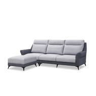 [特價]ASSARI-欣欣涼感耐磨防潑水機能L型布沙發(四人座+76x76cm腳椅)灰