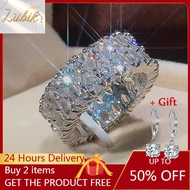 LUBIK 925 Silver Gold Rose Wedding Rings White Sapphire Ring