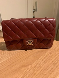 Chanel cf mini classic flap handbag red Lambskin