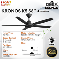 DEKA F5DC PRO 56" 46" 5 Blades DC Motor 20 Speeds SIRIM Remote Control Ceiling Fan with Light LED KR
