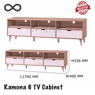 Infinity Ramona 6Ft Tv Cabinet / Tv Console / Solid Wood Leg / Living Room Furniture (Natural + White)