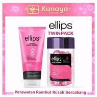 Twin Pack Ellips Hair Vitamin Pro Keratin Hair Repair 50 Tablets & Hair mask - Damaged Hair Serum