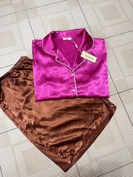 Ekouaer Silk Short Sleeve Pajamas 睡衣褲
