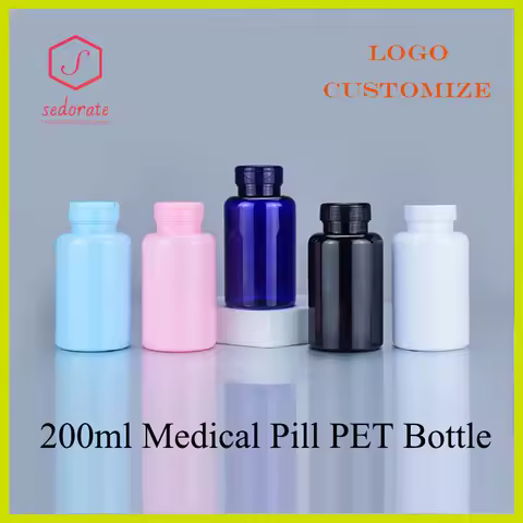 10/20/50/100pcs 200ml PET Bottle Flap Lid 200cc Empty Plastic Vitamin Tablet Refill Bottle Medical P