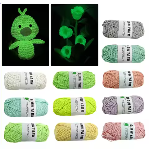 2pcs Novel Functional Yarn Glow in the Dark Polyester Luminous Yarn 2mm for Knitting Sweater Hat Glo