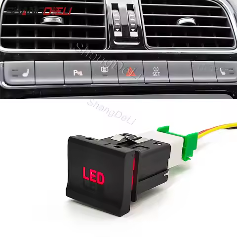 23mm*25mm Car Red LED Light Power On Off Switch Button With Wire For VW Polo 6C 2014 2015 2016 Acces