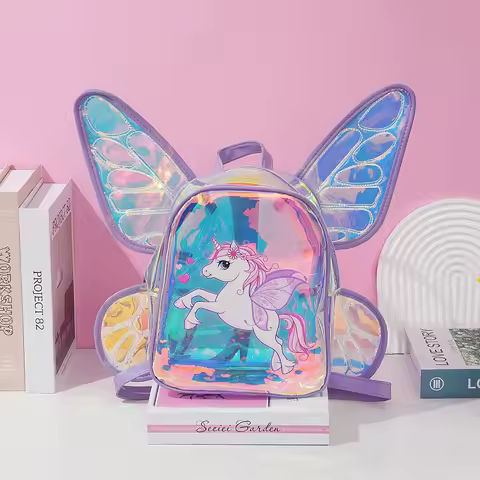 New Fashion Butterfly Wings Backpack Children's Backpack Cute Unicorn Transparent TPU Trendy Backpac