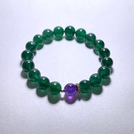 天然礦物 頂級綠草莓晶9.5mm 頂級烏拉圭紫水晶 手鍊