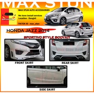 HONDA JAZZ 2014-2016 SPORTIVO FULL SET BODYKIT  BUMPER SKIRT LIP HONDA FIT JAZZ GK GK5 FRONT SKIRT S