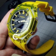 《改裝訂製》G-SHOCK特別限量版 男裝女裝手錶鋼錶電子錶 防水潛水錶 農家橡樹 Casioak Casio G Shock Special Limted Edition GA2100 Luxury Men Ladies Watch 黃色透明