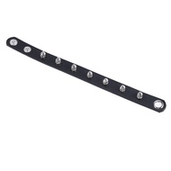 (KWIN) Press Stud Buckle Spike Studs Decor Black Faux Leather Wristband for Men Lady