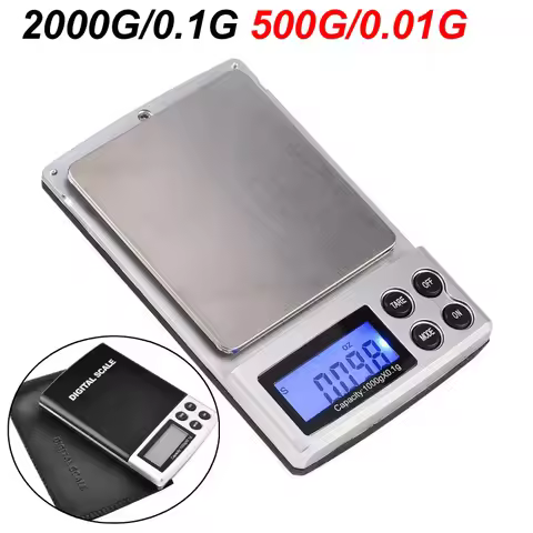 Electronic 2kg 2000G/0.1G 500G/0.01G Digital LCD Pocket Jewelry Gold Gram Balance Weight Mini Scale
