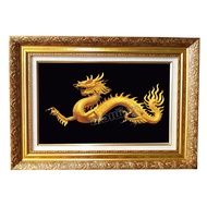Golden Dragon Photo Frame Size 20x26 Inches Gold Wood + Cotton 1 Inch Clear Glass Picture 12x18