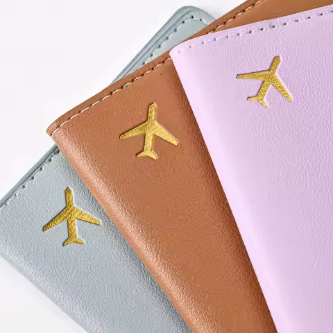 PU Leather Solid Color Passport Holder Women Men Passport Cover Flight Ticket Clip Multifunctional P