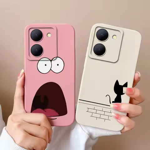 Phone Case For Vivo Y36 4G 5G Russia Back Cover Cute Cartoon Cat Soft Silicone Liquid Protective Bum