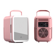 12V/Home 4L Mini Car Fridge with Cosmetic Mirror & LED Light, Cooler/Warmer (-20℃~65℃), Portable 28d