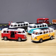 [Taiwan Shipment] [Can Open Door Retro Bus Pull Back Car] Toy Bus Travel Bus Car Bus Traffic Bus