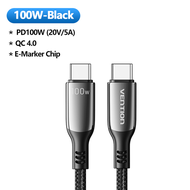 Vention PD 4A 100W USB C to USB Type C Cable E-Marker Samrt LED Zinc alloy cotton net weaving For Xi