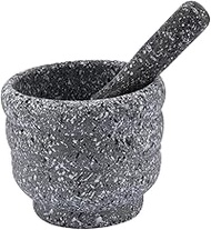 FELTECHELECTR 1 Set Pound Garlic and Medicine Cup Large Size Granite Mortar Ceramic Grinding Bowl Mortar Kitchen Plastic Mortar Pestle Cacao Health and Environmental Protection Pp Heavy