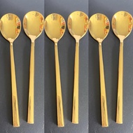 trendymall ช้อนกาแฟ 6 ชิ้น ช้อนเกาหลี ยาว10ซม. แบบหนา สีเงิน สีทอง สีโรสโกล ช้อนสแตนเลส ช้อนเด็ก ช้อ