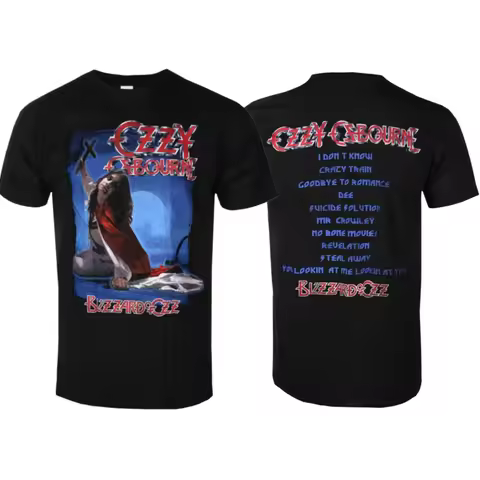 Ozzy Osbourne Blizzard of Ozz Tracklist Printing Casual Trendy T-shirt, Cotton T-shirt, Street Class