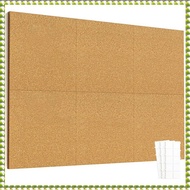 (SBTZ) 12inch X 12inch Cork Tiles 6 Pack Cork Boards for Wall with Safe Removable Adhesive Tabs Larg