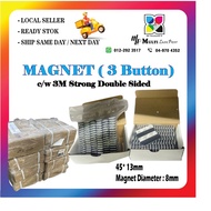 1 Box = 100 Pieces | | Magnet c/w 3 Button & 3M Double Tape | Strong Magnet 45x13x8mm |