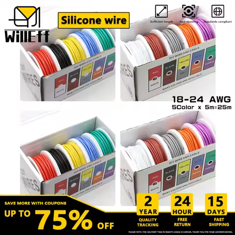 DIY Silicone wire Kit Heat Resistant Electrical Wires 5Color Strand Tinned Copper Flexible wire 18/2